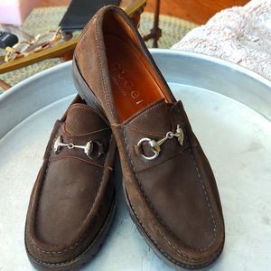 brown suede Gucci Loafers